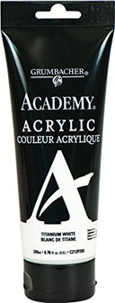 Grumbacher Academy Acrylic Paint, 200ml/6.8 oz. Plastic Tube, Titanium White (C212P200)