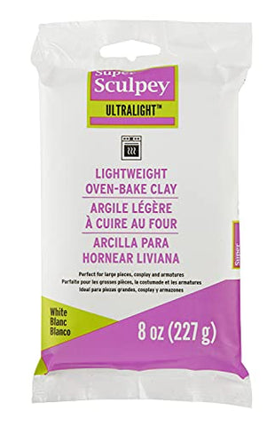 Super Sculpey Ultralight® White, Lightweight, Non Toxic. Soft, Sculpting Modeling Polymer clay, Oven-bake clay, 8 oz bar. Perfect for all advanced sculptors, artists and cosplayers.