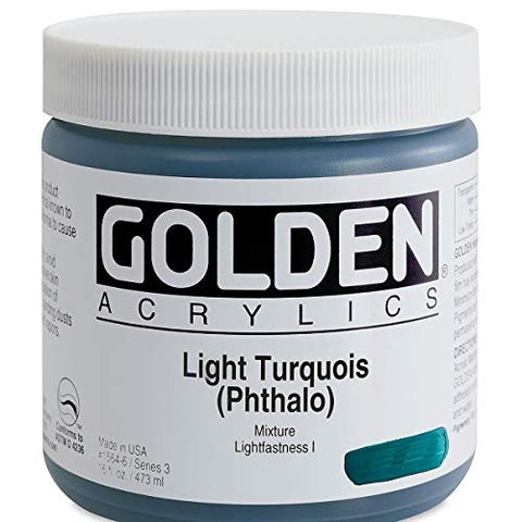 Golden Heavy Body Acrylic - Light Turquois (Phthalo) - 16oz Jar
