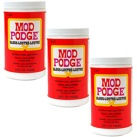 Mod Podge Waterbase Sealer, Glue and Finish (32-Ounce), CS11203 Gloss Finish (Pack of 3)