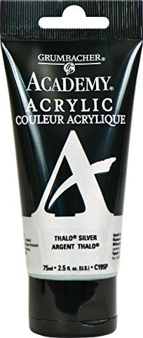 Grumbacher Academy Acrylic Paint, 75ml/2.5 Ounce Plastic Tube, Thalo Silver (C195P)