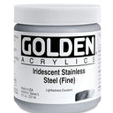 Golden Heavy Body Iridescent Acrylics - Iridescent Stainless Steel Fine 8oz jar