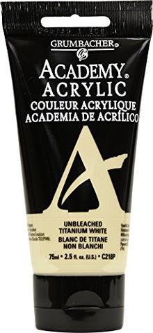 Grumbacher Academy Acrylic Paint, 75ml/2.5 Ounce Plastic Tube, Unbleached Titanium White (C218P)