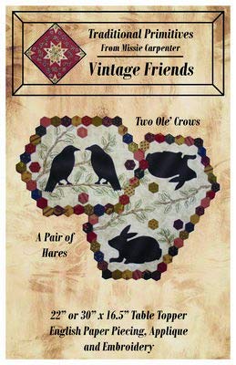 Traditional Primitives Quilt Patterns - Vintage Friends: A Pair of Hares and Two Ole Crows (Tabletop Sizes)