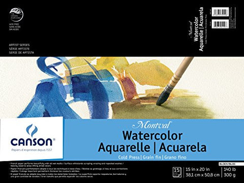 Canson Montval Watercolor Block, Cold Press Acid Free French Paper, 140 Pound, 15 x 20 Inch, 15 Sheets