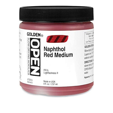 Golden OPEN Acrylic Colors naphthol red medium 8 oz. jar