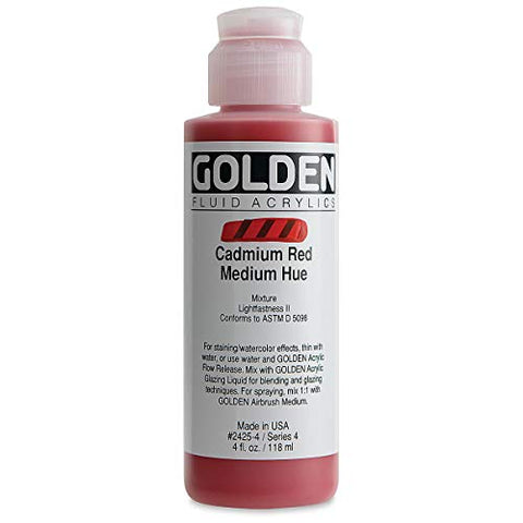 Golden Fluid Acrylics - Cadmium Red Medium Hue - 4 oz Bottle