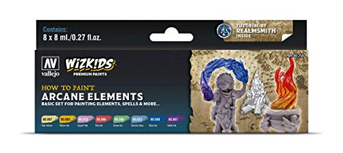 Vallejo VAL80258 Farb-Set, WizKids Arcane Elements, 8 x 8 ml Model Paint, Various