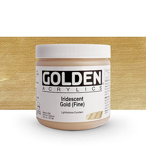 Golden Heavy Body Iridescent Acrylics - Iridescent Gold Fine - 16oz Jar