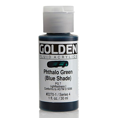 Golden Fluid Acrylic, 1 Ounce Bottle, Phthalo Green, Blue Shade (2270-1)
