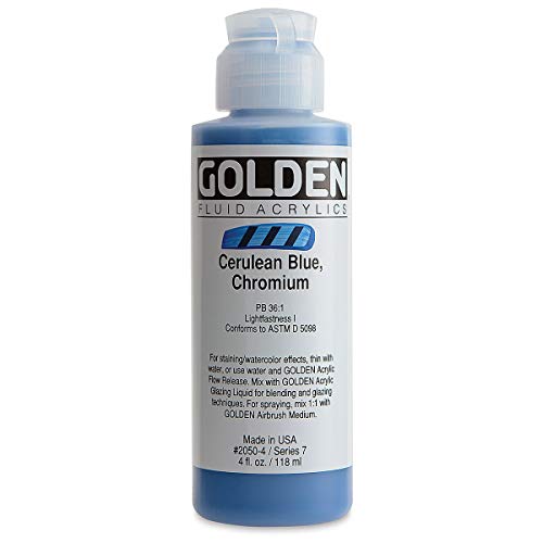 4 Oz Fluid Acrylic Color Paint Color: Cerulean Blue Chromium