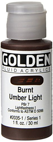 Golden Fluid Acrylic Paint 1 Ounce-Burnt Umber Light