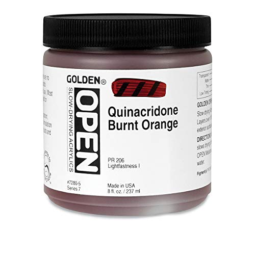 Golden OPEN Acrylic Colors quinacridone burnt orange 8 oz. jar