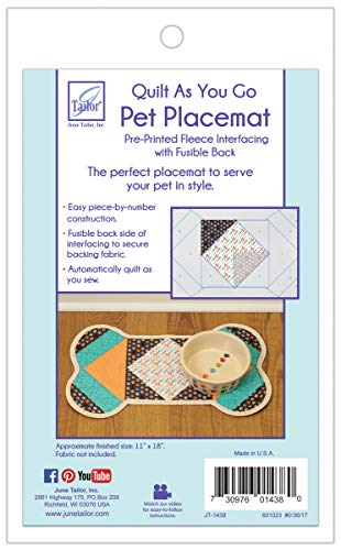 June Tailor Quilt As You Go Pet Placemat for Smaller Dogs, Measures 12