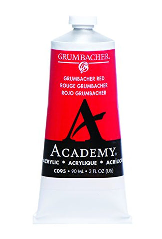 Grumbacher Academy Acrylic Paint, 90ml/3 oz Metal Tube, Grumbacher Red