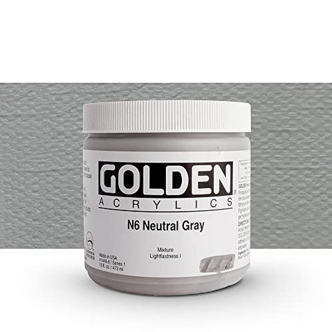 Golden Heavy Body Acrylic - Neutral Gray N6 16oz jar