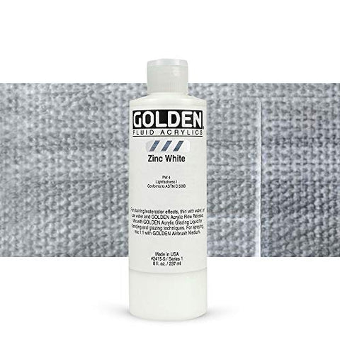 Acrylic - Golden Artist Colors Fluid Acrylic Zinc White 8oz