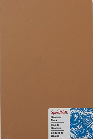 Speedball 4312 Premium Mounted Linoleum Block – Fine, Flat Surface for Easy Carving, Smoky Tan, 6 x 9 Inches