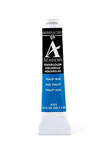 Grumbacher Academy Watercolor Paint, 7.5ml/0.25 Ounce, Thalo Blue (A203)