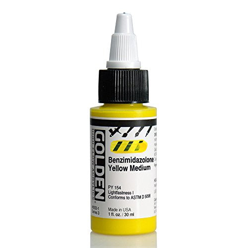 Golden Acrylic High Flow, 1 Ounce Bottle, Benzimidazolone Yellow Medium (8553-1)