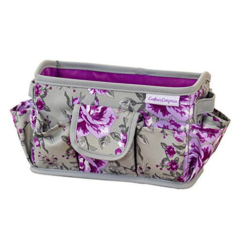 Crafters Companion CC-STOR-DSKTOTE Desktop Tote-Floral Crafting Storage Unit-Grey & Purple, One Size