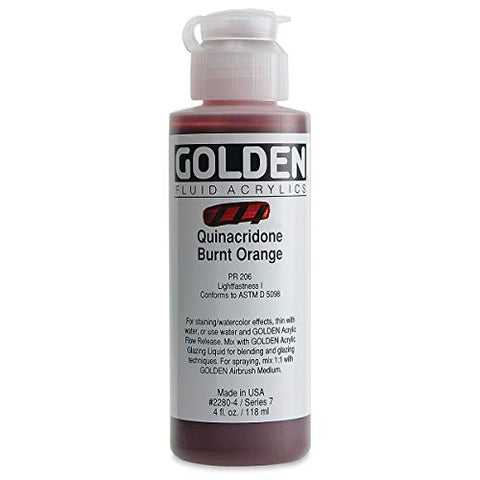 Golden Fluid Acrylics - Quinacridone Burnt Orange - 4 oz Bottle