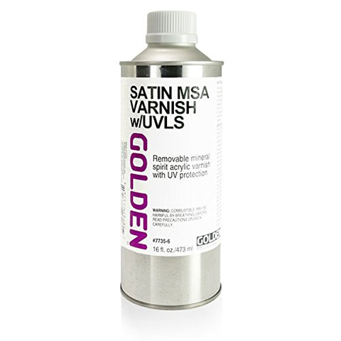 Golden MSA Satin Varnish with UVLS - 16 oz Bottle