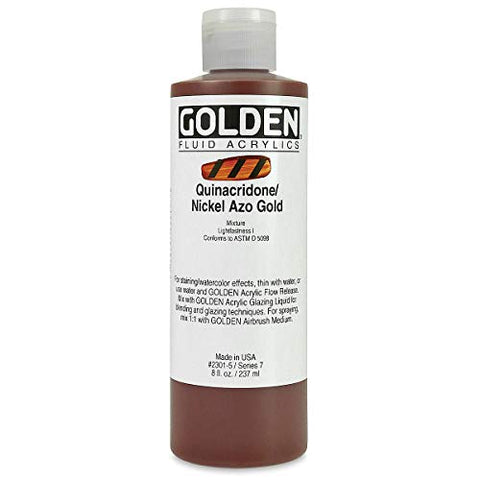 Golden Fluid Acrylics - Quinacridone Nickel Azo Gold - 8 oz Bottle