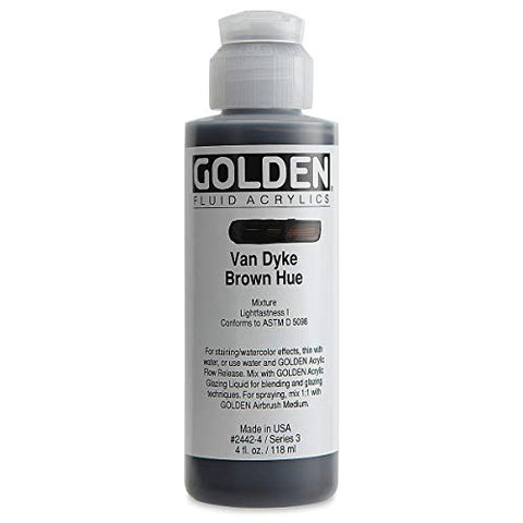 Golden Fluid Historical Acrylics - Van Dyke Brown Hue 4 oz bottle