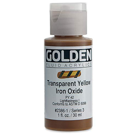 Golden Fluid Acrylic Paint 1 Ounce-Transparent Yellow Iron Oxide