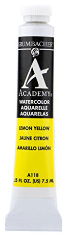 Grumbacher Academy Watercolor Paint, 7.5ml/0.25 Ounce, Lemon Yellow (A118)