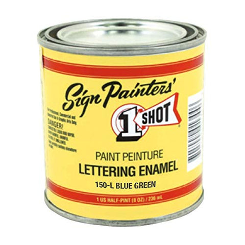 WTD ONE-150L-4Z 0.25 Pint 1 Shot Sign Lettering Enamel 150L Blue Green Paint - 4 oz