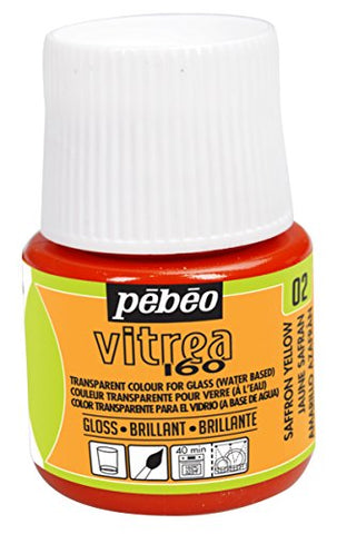 Pebeo Vitrea 160, Glossy Glass Paint, 45 ml Bottle - Saffron Yellow