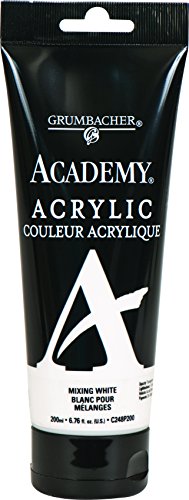 Grumbacher Academy Acrylic Paint, 200ml/6.8 oz. Plastic Tube, Mixing White (C248P200)