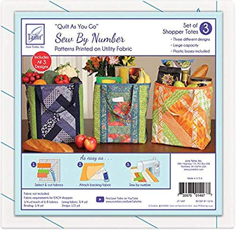 June Tailor Inc Quilt As You Go Shoppers Totes-3pk QAYG Sew/Nbr Utility Shop Tote