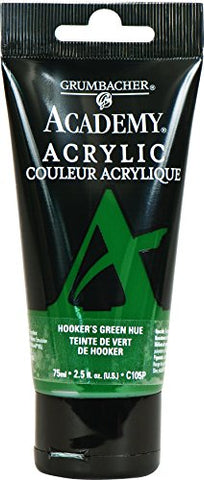 Grumbacher Academy Acrylic Paint, 75ml/2.5 Ounce Plastic Tube, Hooker's Green Hue (C105P)