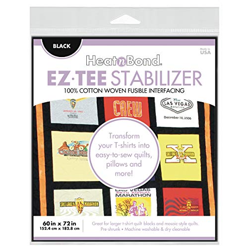 HeatnBond EZ TEE Iron-On Woven Fusible Stabilizer, 60 Inches x 72 Inches, Black