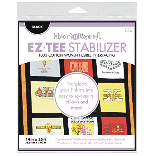 HeatnBond EZ TEE Iron-On Woven Fusible Stabilizer, 14 Inches x 25 Feet, Black