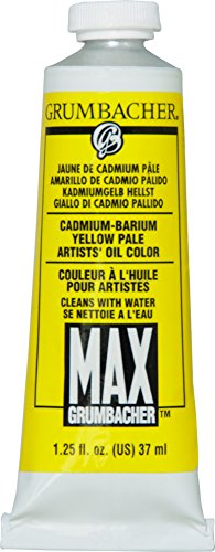 Grumbacher Max Water Miscible Oil Paint, 37ml/1.25 oz, Cadmium-Barium Yellow Pale