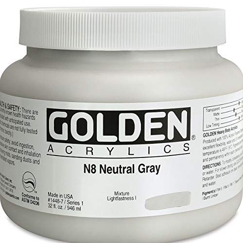 Golden Heavy Body Acrylic - Neutral Gray N8 32oz jar