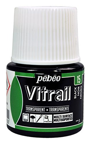 Pebeo Vitrail, Stained Glass Effect Paint, 45 ml Bottle - Black