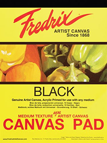 Tara Materials Fredrix 12x16 Black Canvas Pad 10 Sheets, 12 x 16 Inches