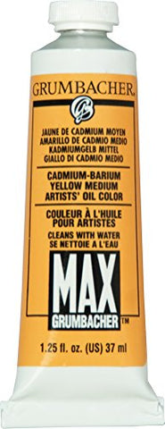 Grumbacher Max Water Miscible Oil Paint, 37ml/1.25 oz, Cadmium-Barium Yellow Medium