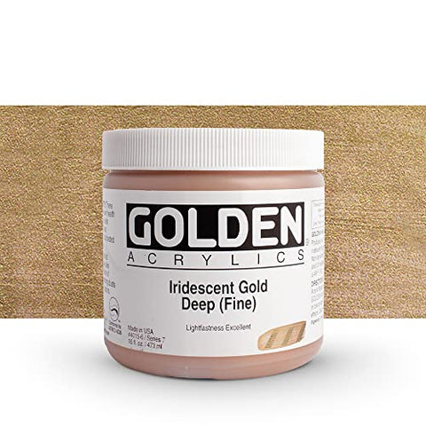 Golden Heavy Body Iridescent Acrylics - Iridescent Gold Deep Fine - 16oz Jar