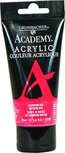 Grumbacher Academy Acrylic Paint, 75ml/2.5 Ounce Plastic Tube, Cadmium Red Medium Hue (C029P)