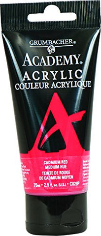 Grumbacher Academy Acrylic Paint, 75ml/2.5 Ounce Plastic Tube, Cadmium Red Medium Hue (C029P)