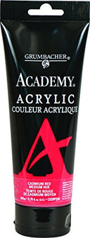 Grumbacher Academy Acrylic Paint, 200ml/6.8 oz. Plastic Tube, Cadmium Red Medium Hue (C029P200)