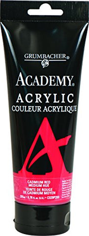 Grumbacher Academy Acrylic Paint, 200ml/6.8 oz. Plastic Tube, Cadmium Red Medium Hue (C029P200)