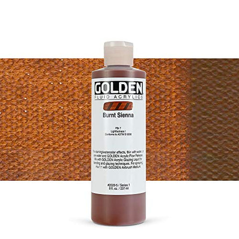8 Oz Fluid Acrylic Color Paint Color: Burnt Sienna