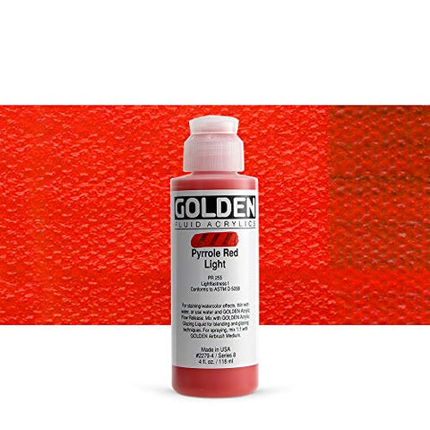 4 Oz Fluid Acrylic Color Paint Color: Pyrrole Red Light